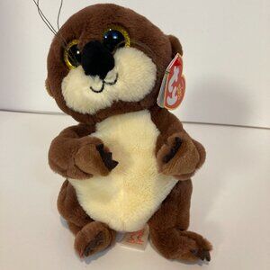 Ty Beanie Babies Mitch Otter 6" Stuffed Plush Toy 2022 Yellow Eyes With Tag